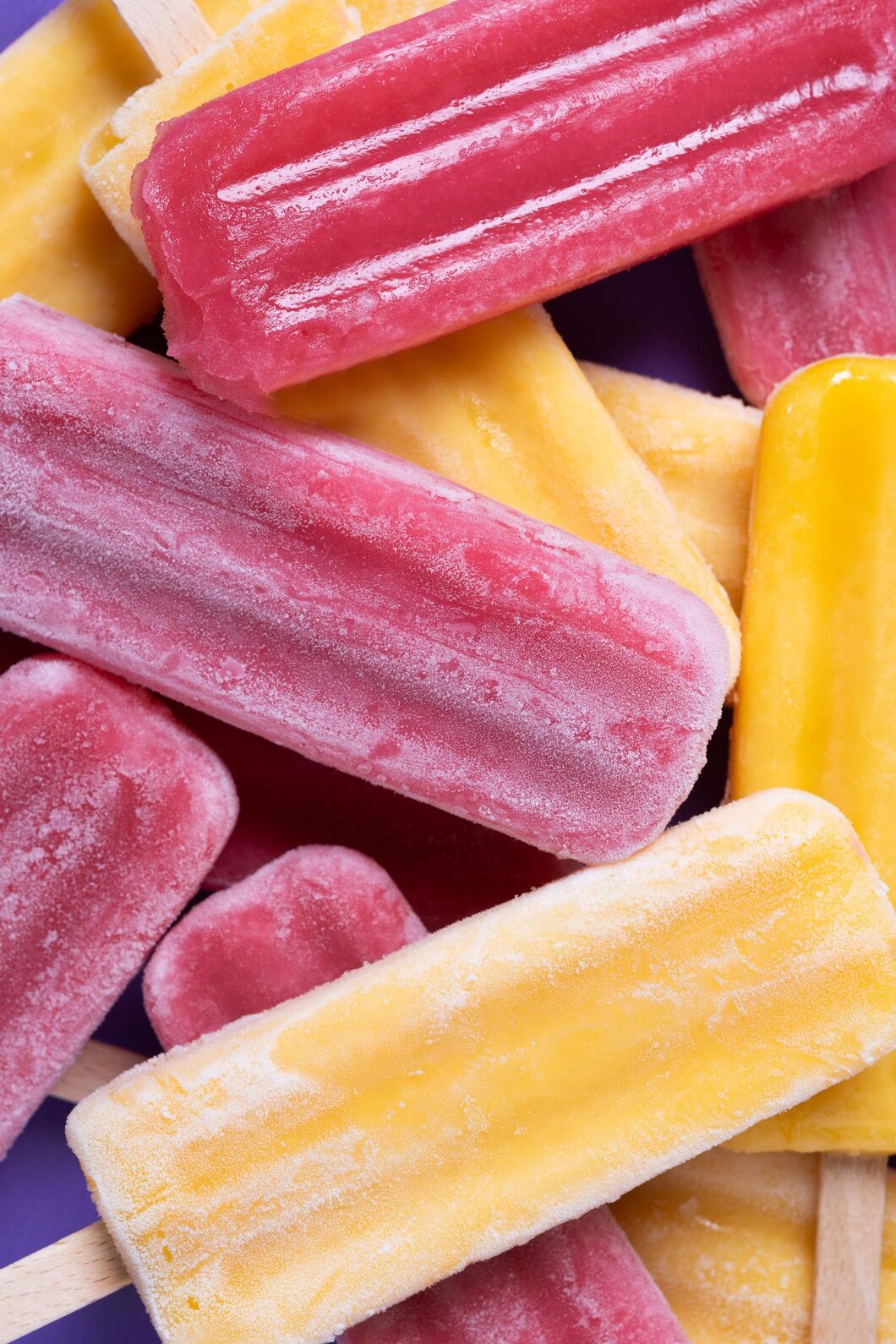 helados fresa rojos helados amarillos sobre fondo purpura 123827 35975